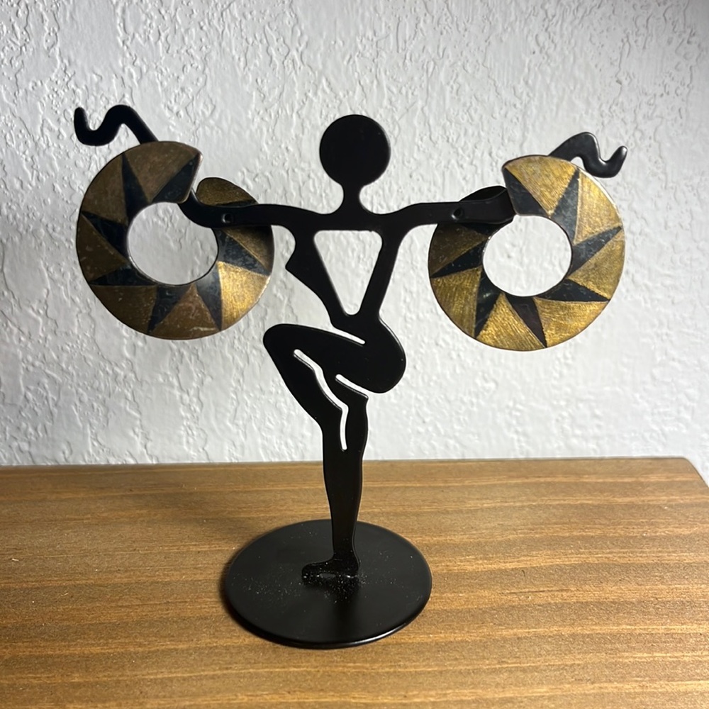 Vintage Artisan Geometric Design Spiral Hoop Earrings